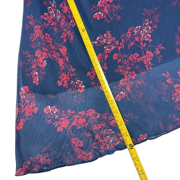 NWOT Maxi Skirt Sz.M Dark Blue Floral A-Line Fairy Grunge Y2K 90s Goth - Picture 6 of 8